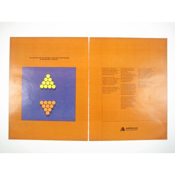 Vintage American Can Company Triangle Puzzle Print Advertising 2 Page MOD Game - Picture 1 of 2